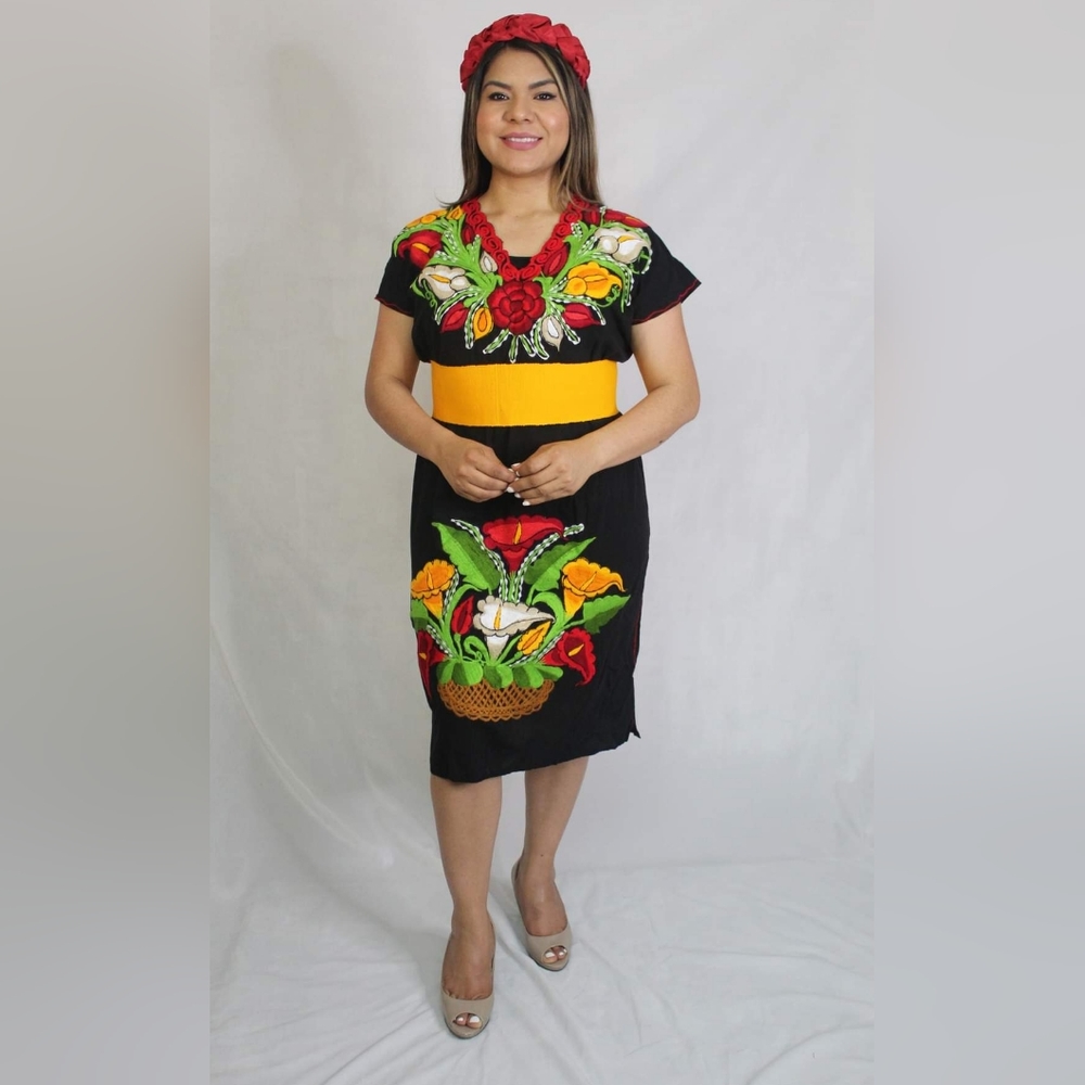 Mexican Traditional Boho Manta Dress and Belt